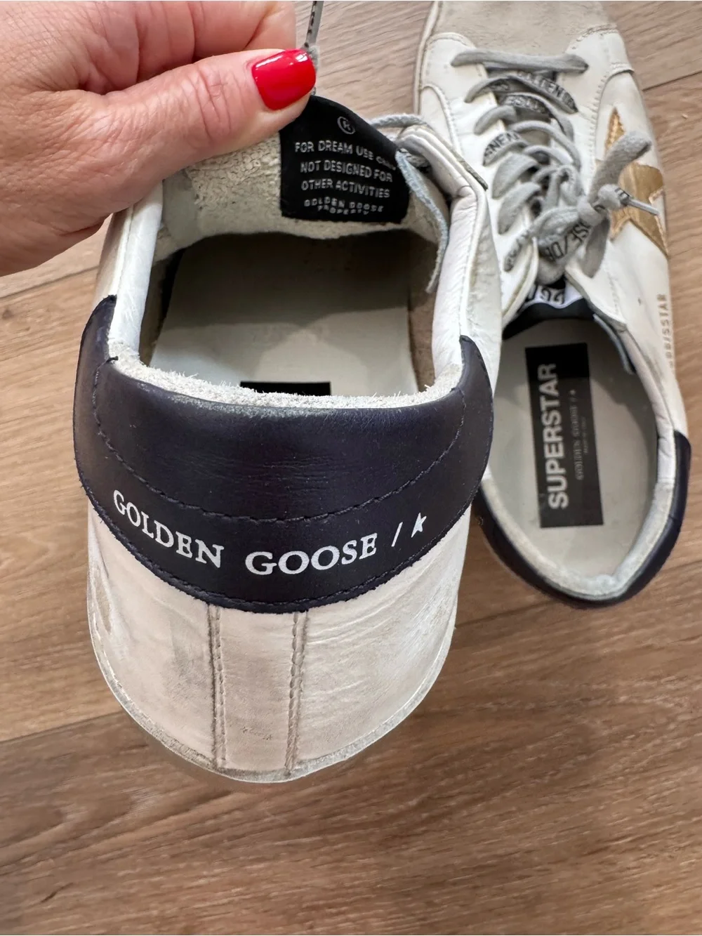 Golden Goose White Sneakers with Gold Star Accent - Picture 6 of 8
